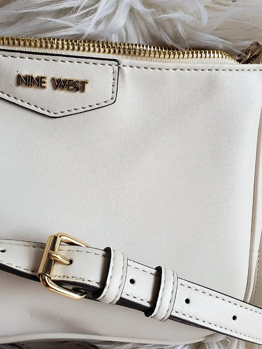 Nine West Crossbody Cream Faux Leather Shoulder Handbag
